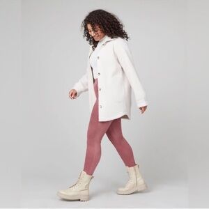 Spanx Luxe Fleece Shirt Jacket in Ecru White Size Large